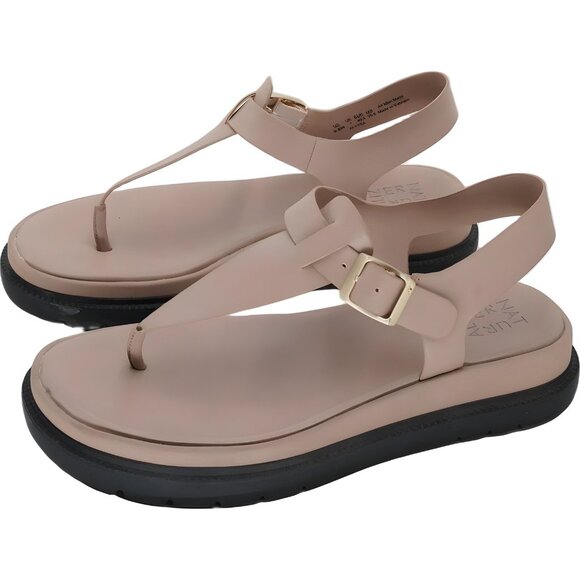 Naturalizer Alyssa T-Strap Thong Sandals Tan Faux Leather Women US 9.5W EU 40.5 - Picture 2 of 6